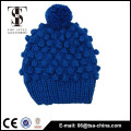 Solid color pom pom knitting Fashion winter hat for young girl